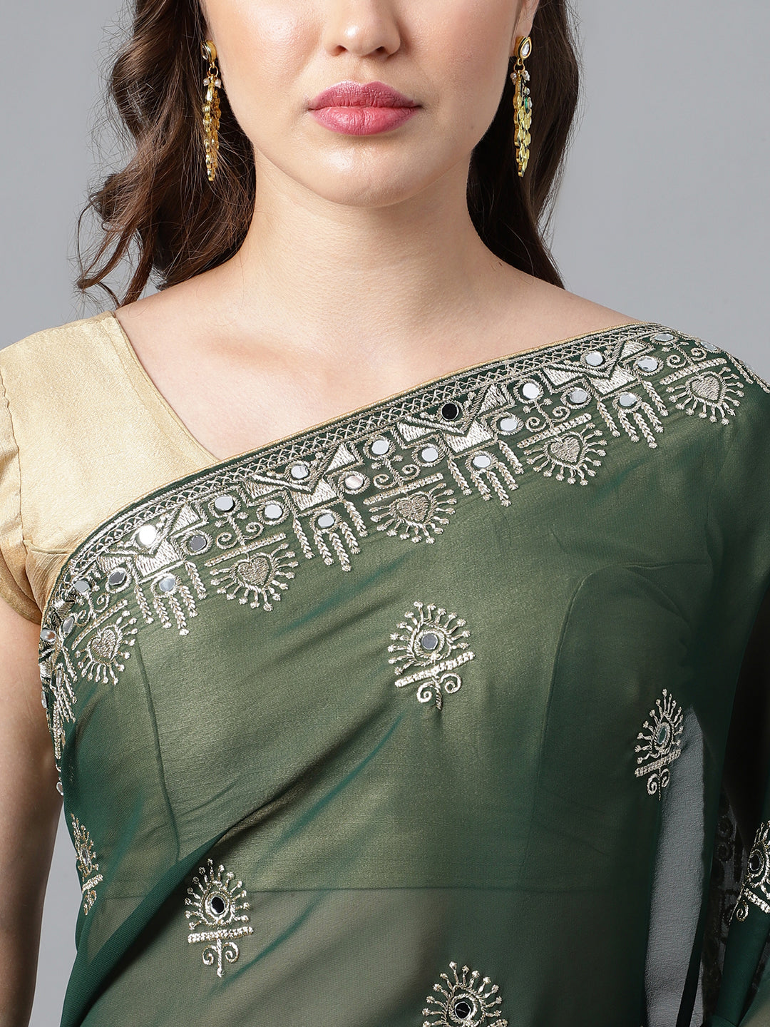 Classic Traditional Georgette Saree with Satin Silk Blouse Piece