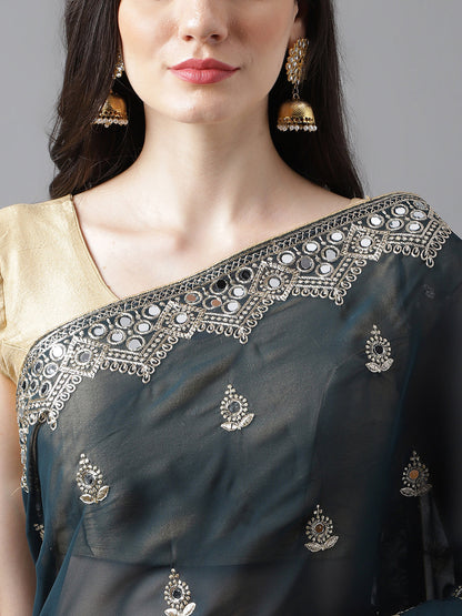 Classic Traditional Georgette Saree with Satin Silk Blouse Piece