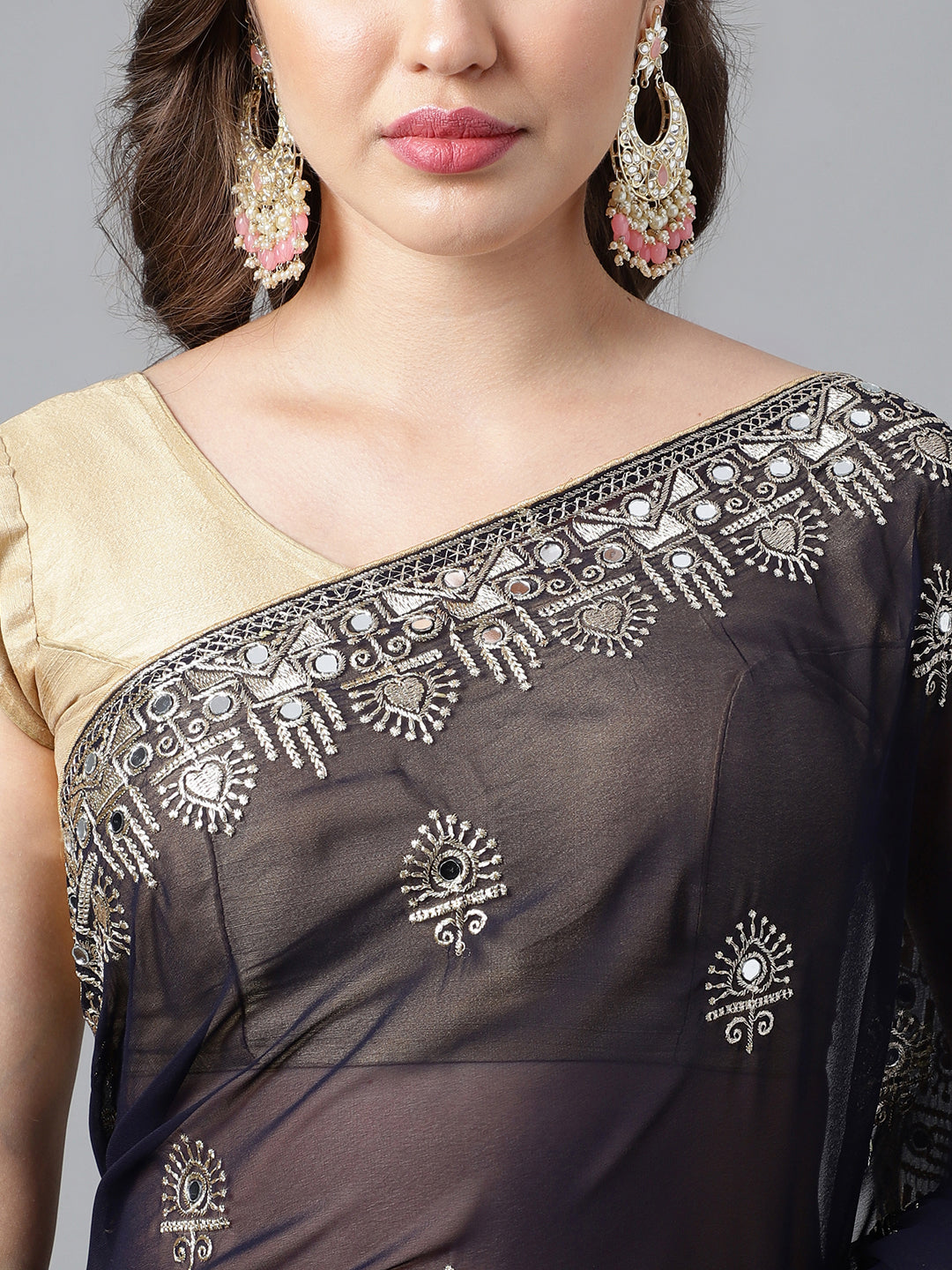 Classic Traditional Georgette Saree with Satin Silk Blouse Piece