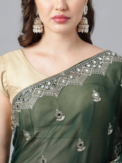 Classic Traditional Georgette Saree with Satin Silk Blouse Piece