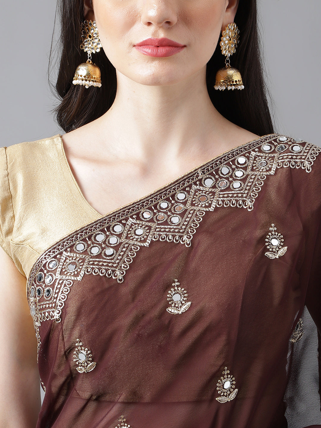 Classic Traditional Georgette Saree with Satin Silk Blouse Piece