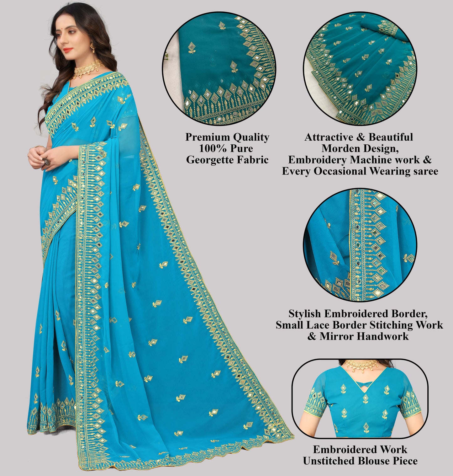 Traditional Trending Georgette Saree with Blouse Piece