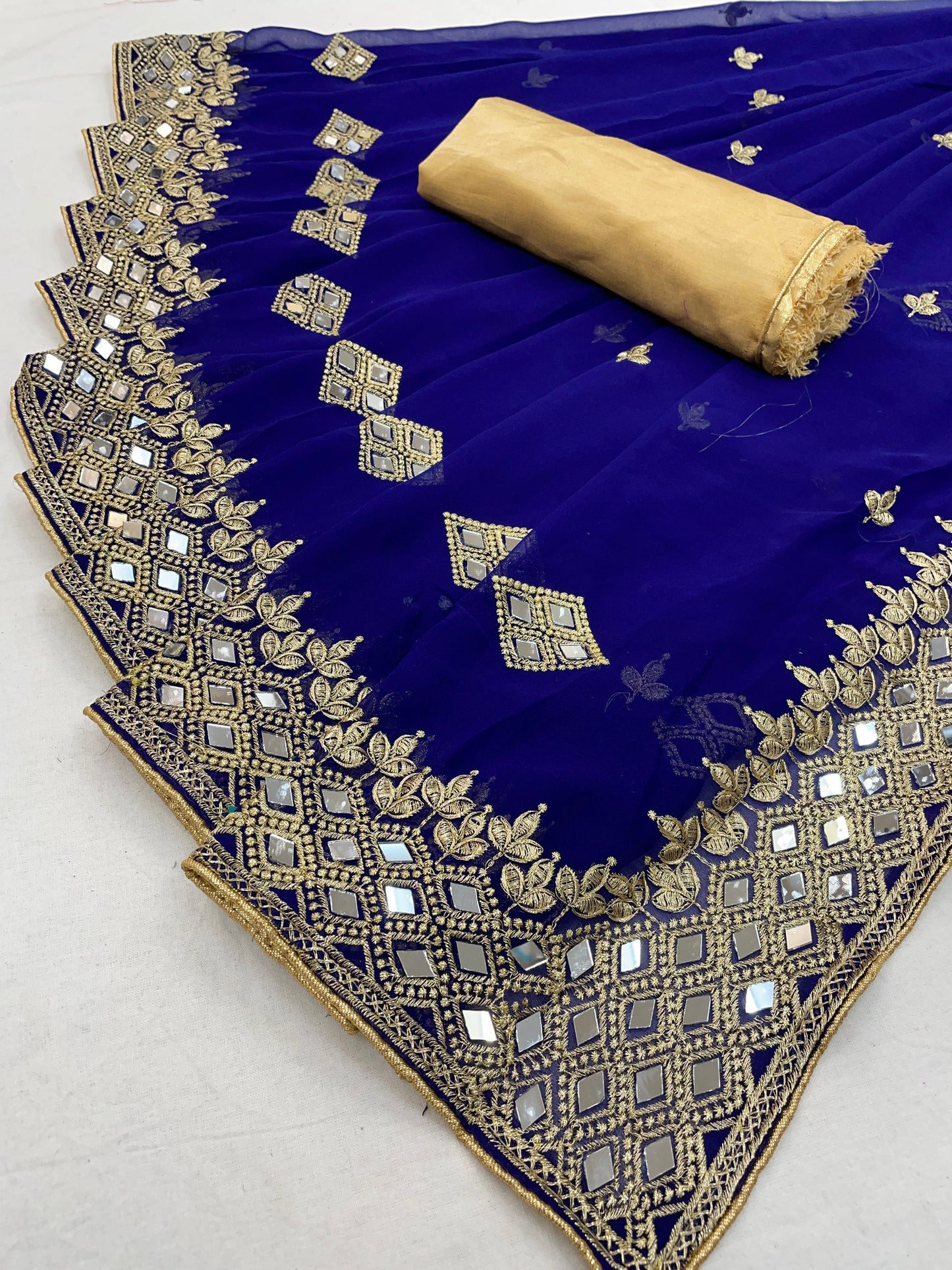 Georgette Fabric Saree with Satin Silk Blouse Piece