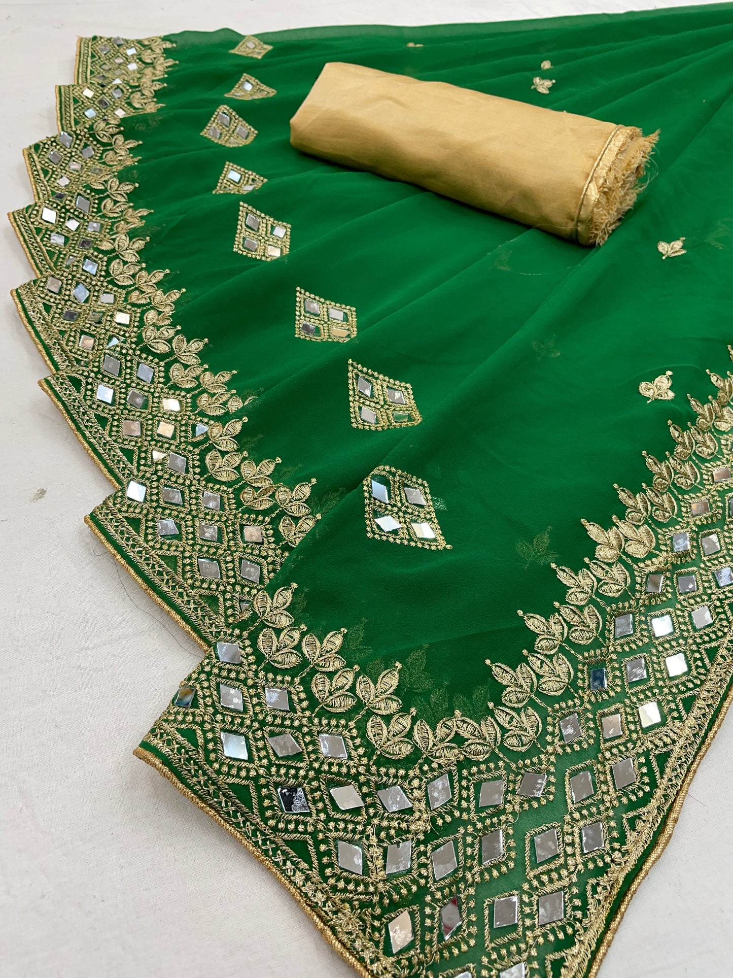 Georgette Fabric Saree with Satin Silk Blouse Piece