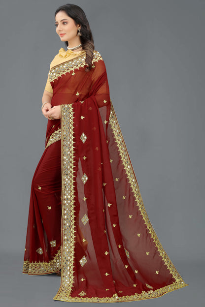 Trending Georgette Saree with Satin Silk Blouse Piece