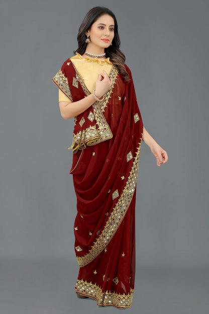 Trending Georgette Saree with Satin Silk Blouse Piece