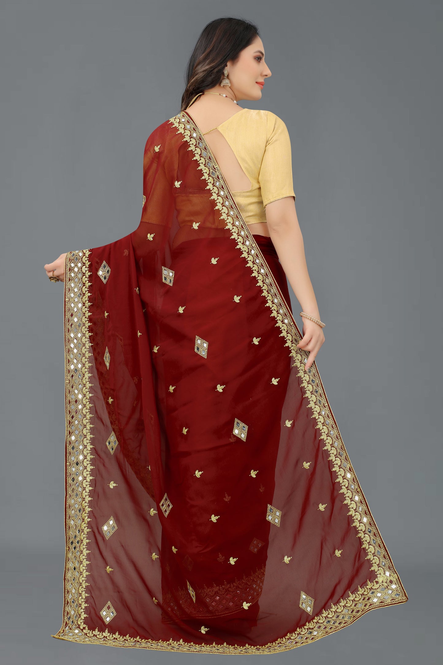 Trending Georgette Saree with Satin Silk Blouse Piece