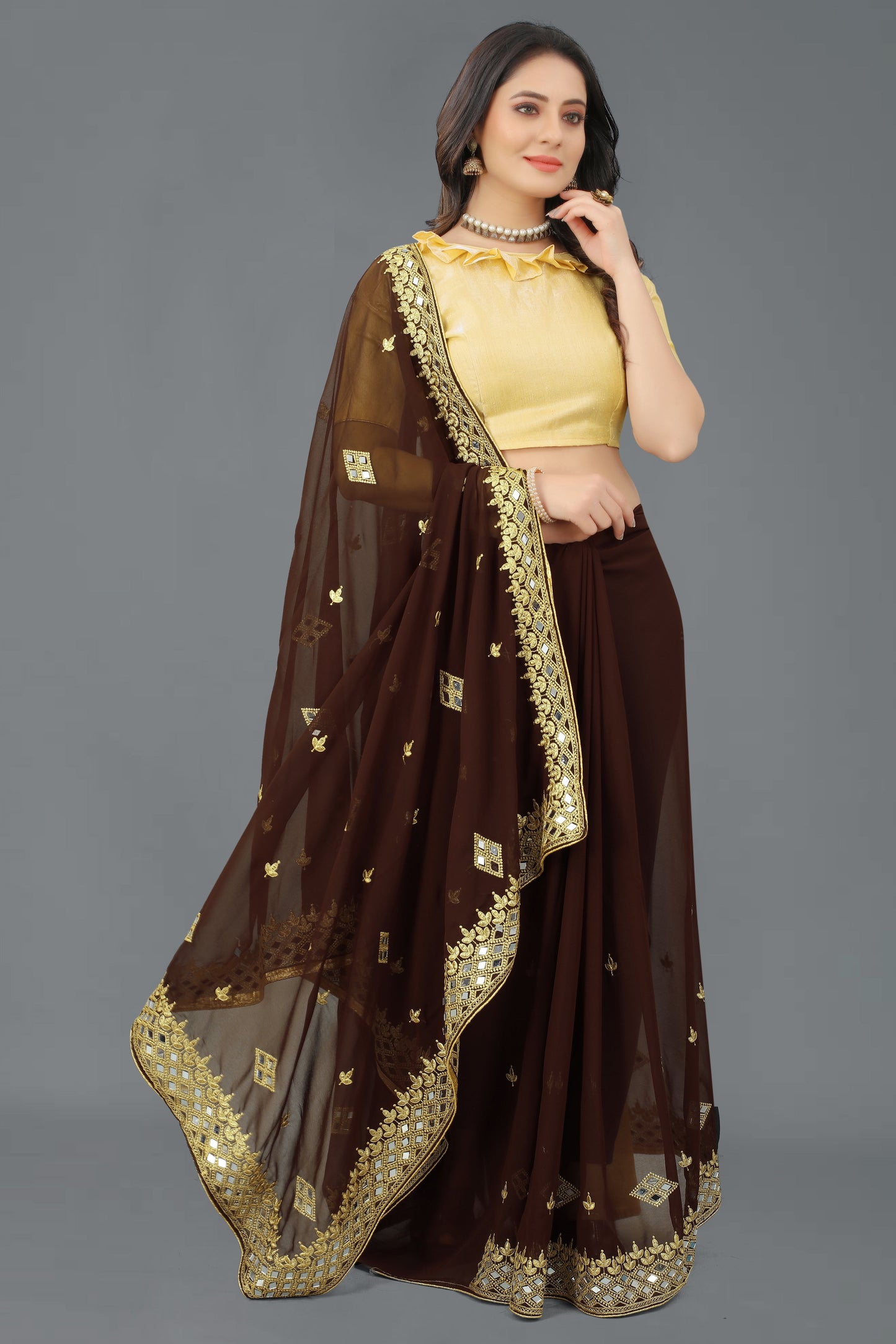 Trending Georgette Saree with Satin Silk Blouse Piece