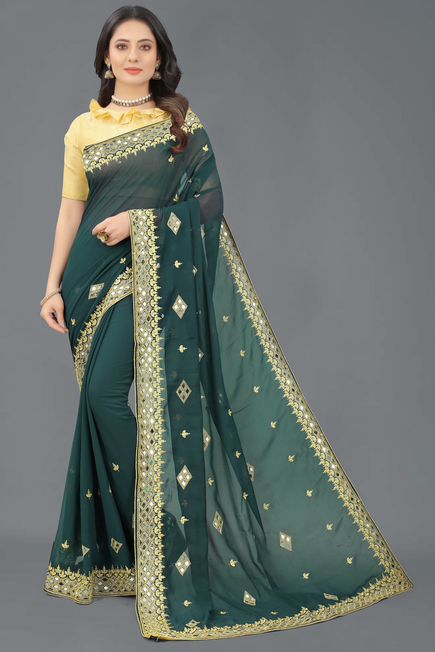 Trending Georgette Saree with Satin Silk Blouse Piece