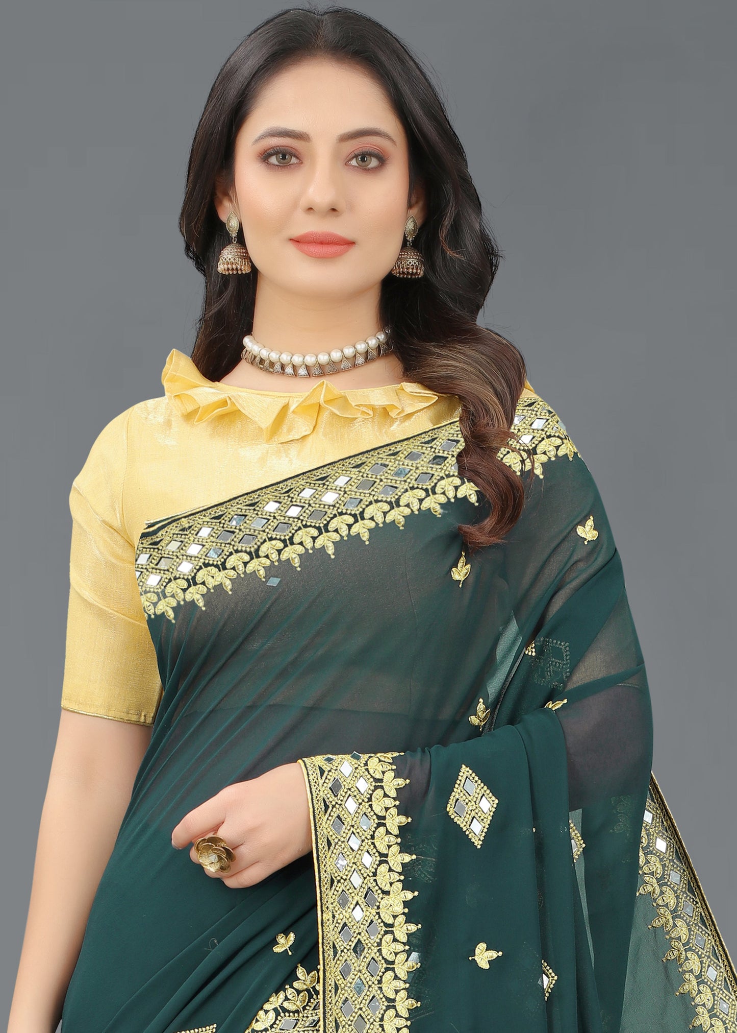 Trending Georgette Saree with Satin Silk Blouse Piece