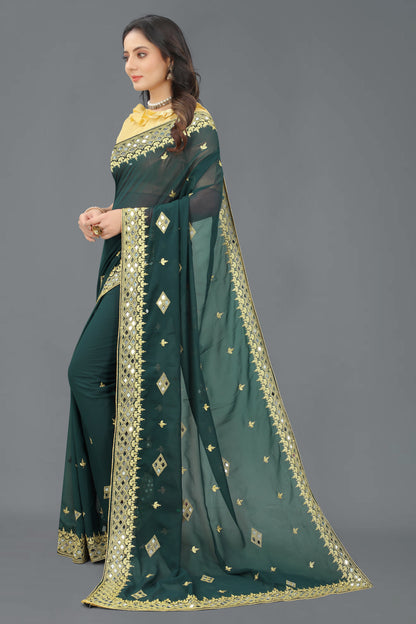 Trending Georgette Saree with Satin Silk Blouse Piece