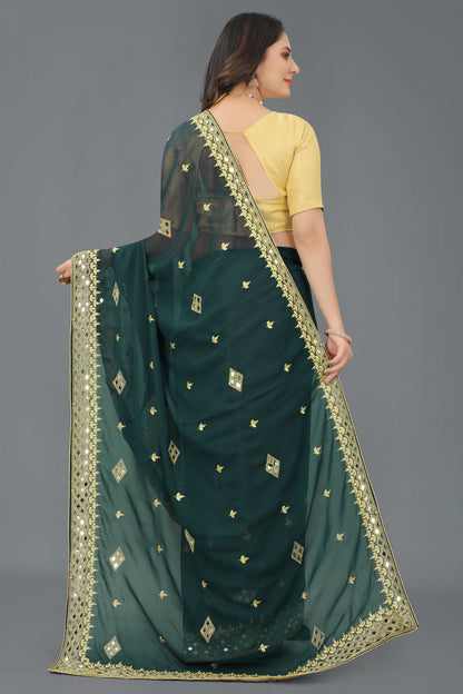 Trending Georgette Saree with Satin Silk Blouse Piece