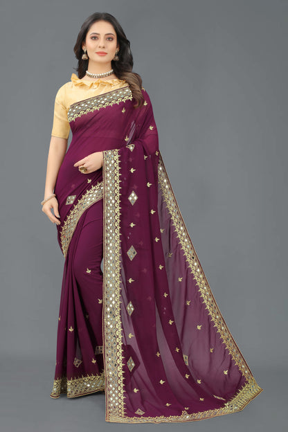 Trending Georgette Saree with Satin Silk Blouse Piece