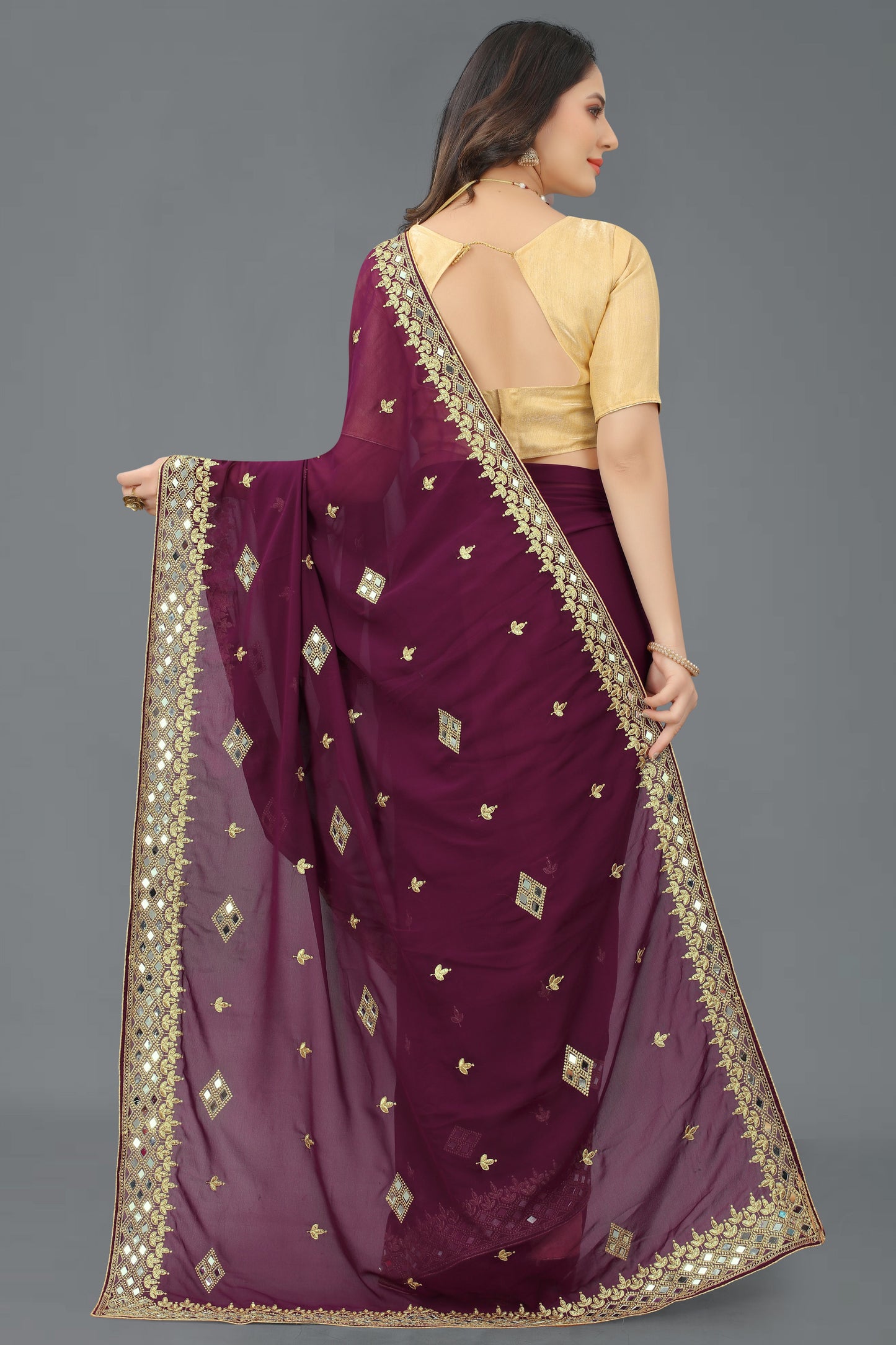 Trending Georgette Saree with Satin Silk Blouse Piece