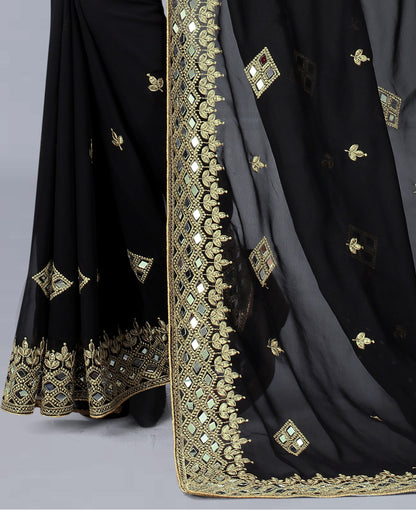 Georgette Fabric Saree with Satin Silk Blouse Piece