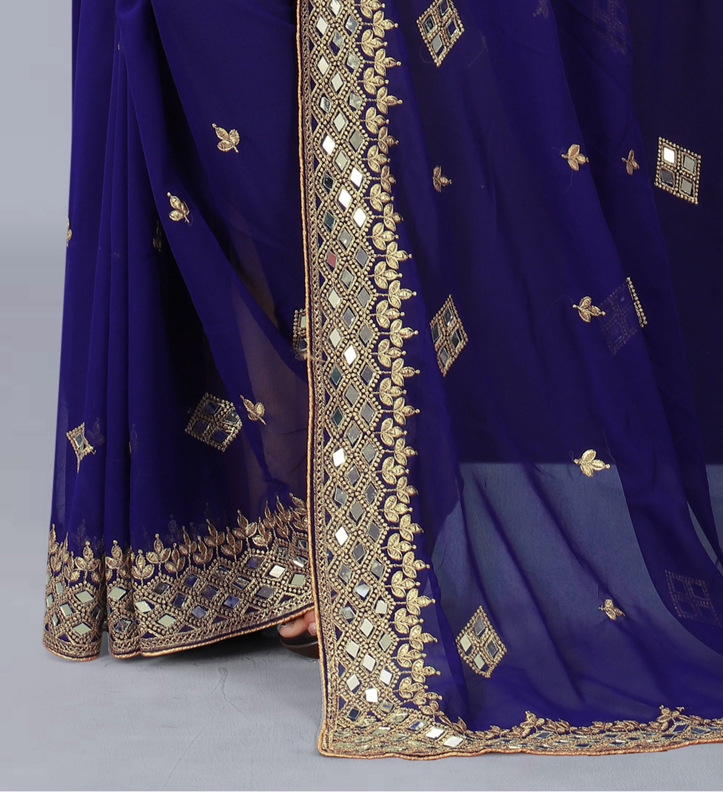 Georgette Fabric Saree with Satin Silk Blouse Piece