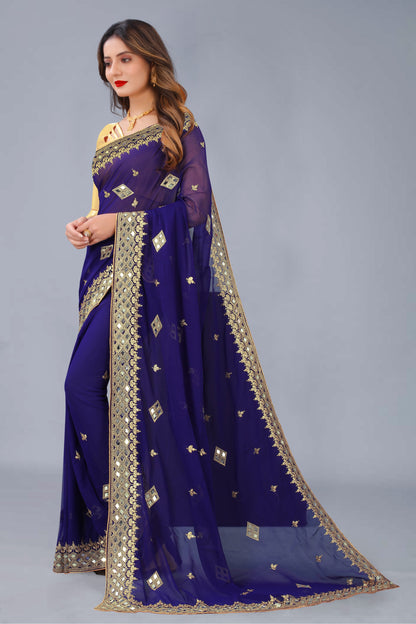 Georgette Fabric Saree with Satin Silk Blouse Piece