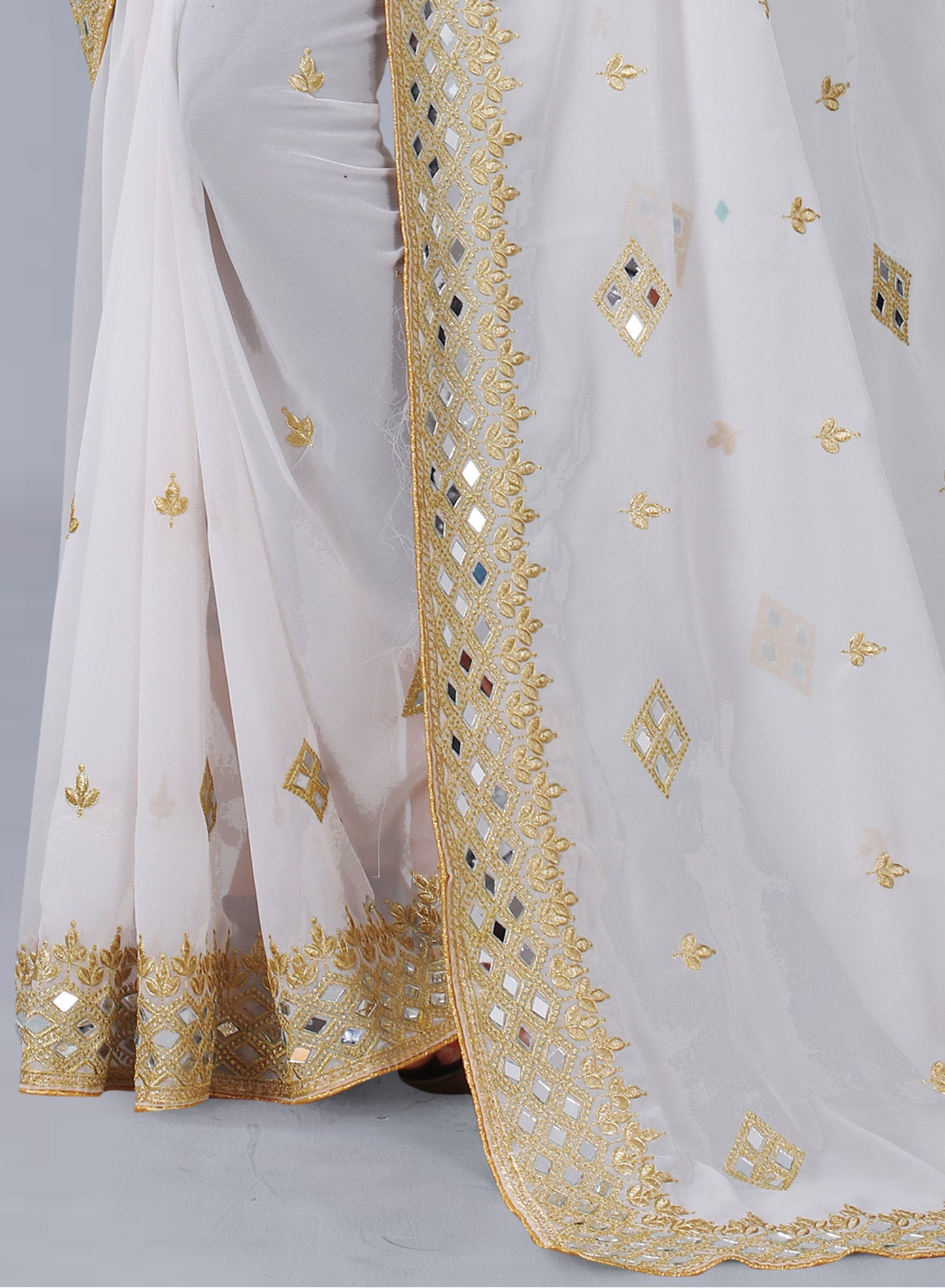 Georgette Fabric Saree with Satin Silk Blouse Piece