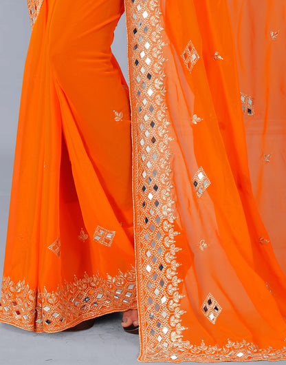 Georgette Fabric Saree with Satin Silk Blouse Piece