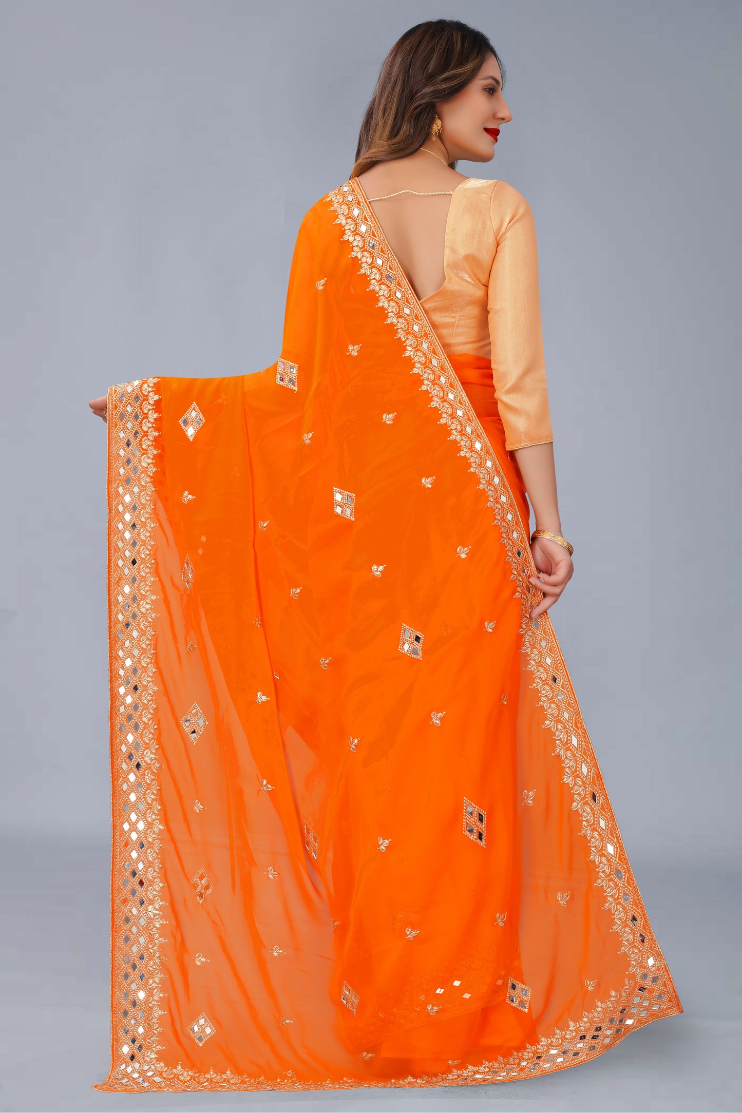 Georgette Fabric Saree with Satin Silk Blouse Piece