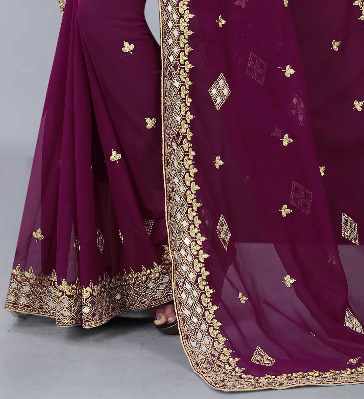 Georgette Fabric Saree with Satin Silk Blouse Piece