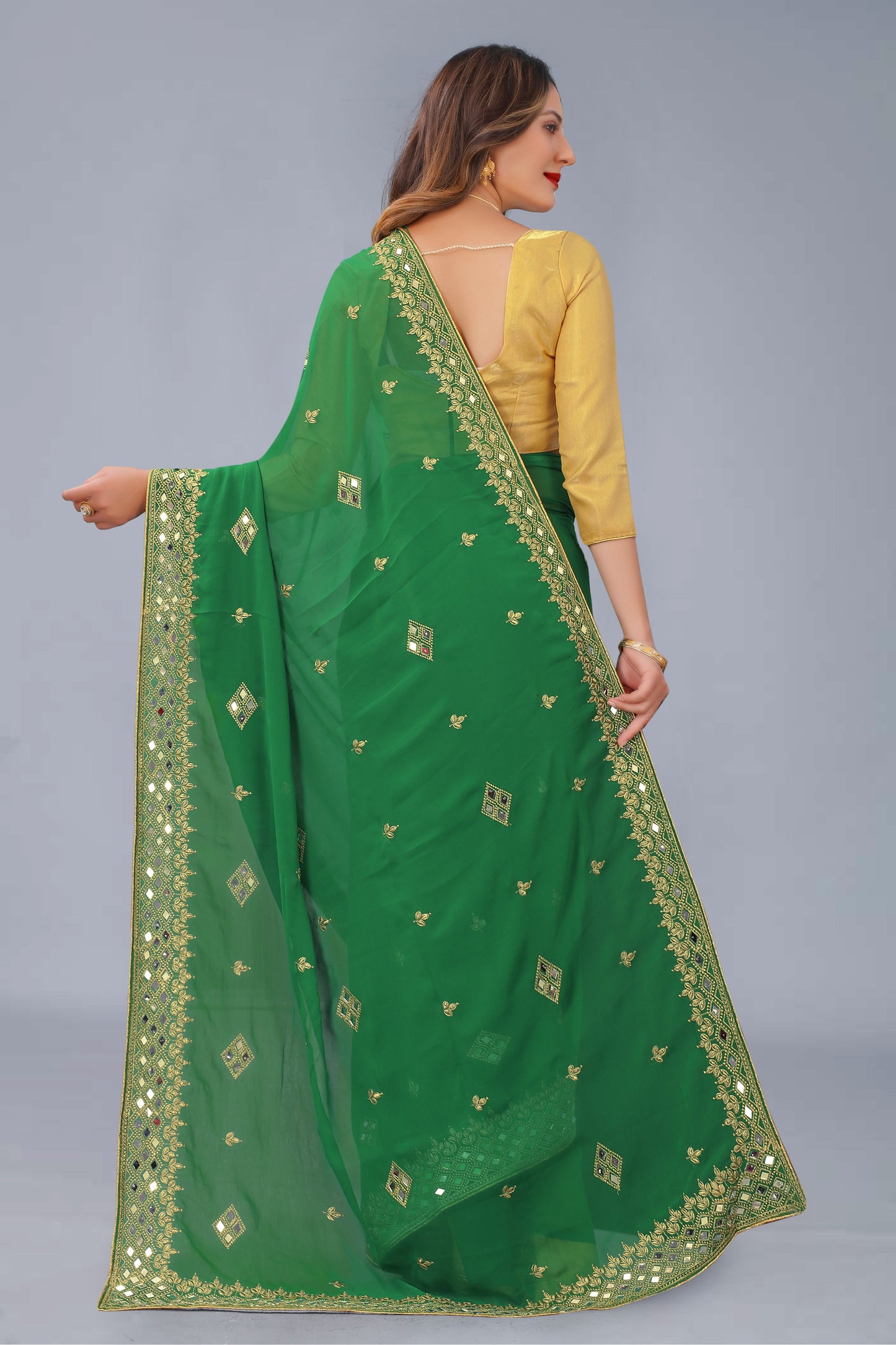 Georgette Fabric Saree with Satin Silk Blouse Piece