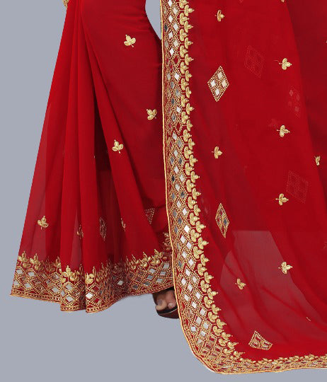 Georgette Fabric Saree with Satin Silk Blouse Piece