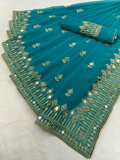 Traditional Trending Georgette Saree with Blouse Piece