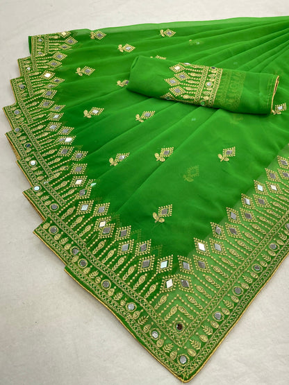 Traditional Trending Georgette Saree with Blouse Piece