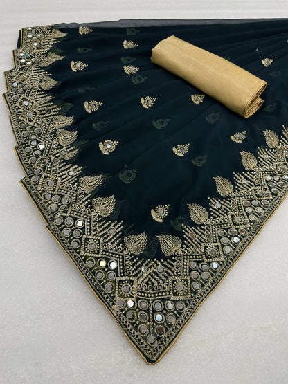 Classic Traditional Georgette Saree with Satin Silk Blouse Piece