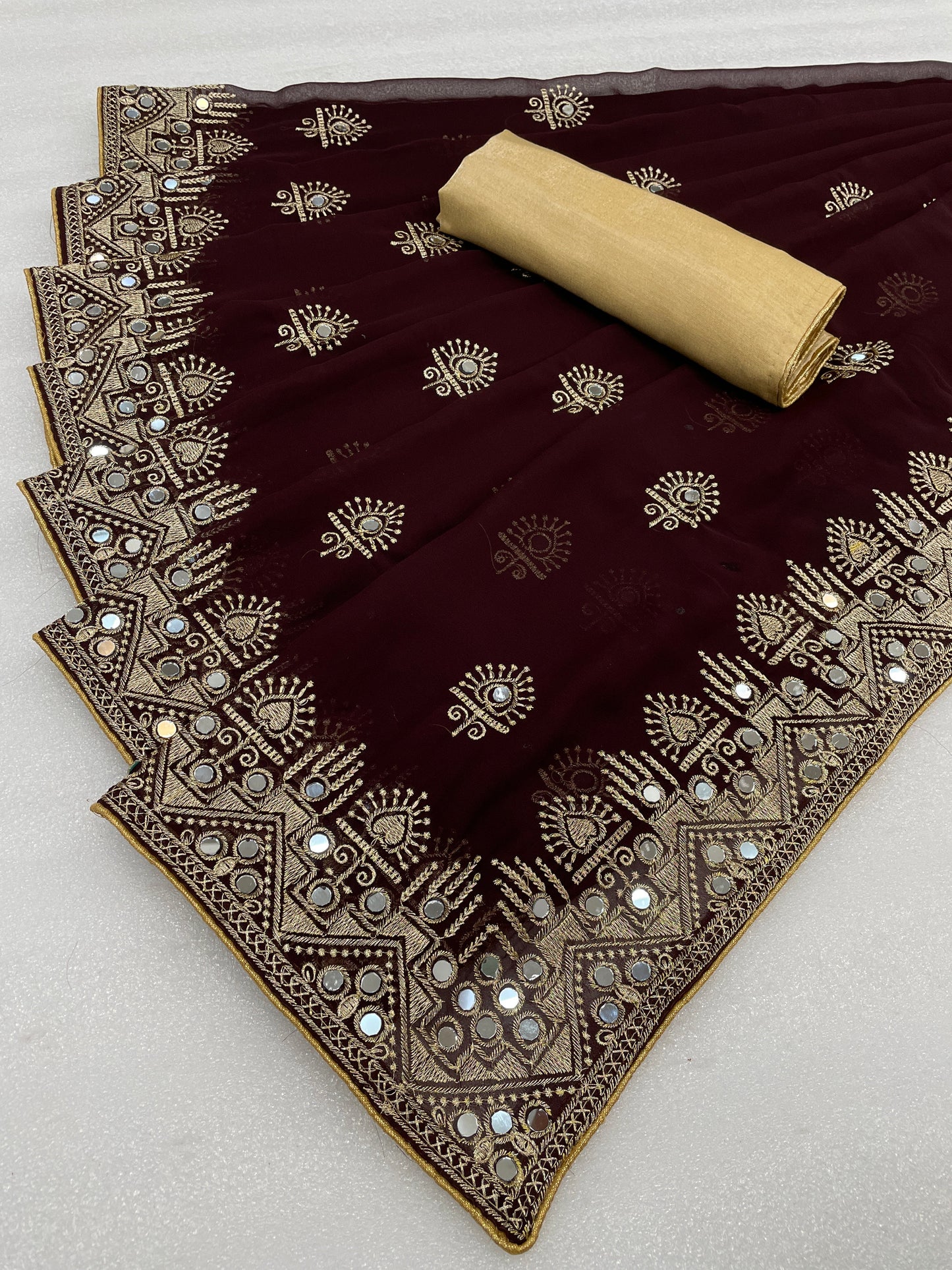 Classic Traditional Georgette Saree with Satin Silk Blouse Piece