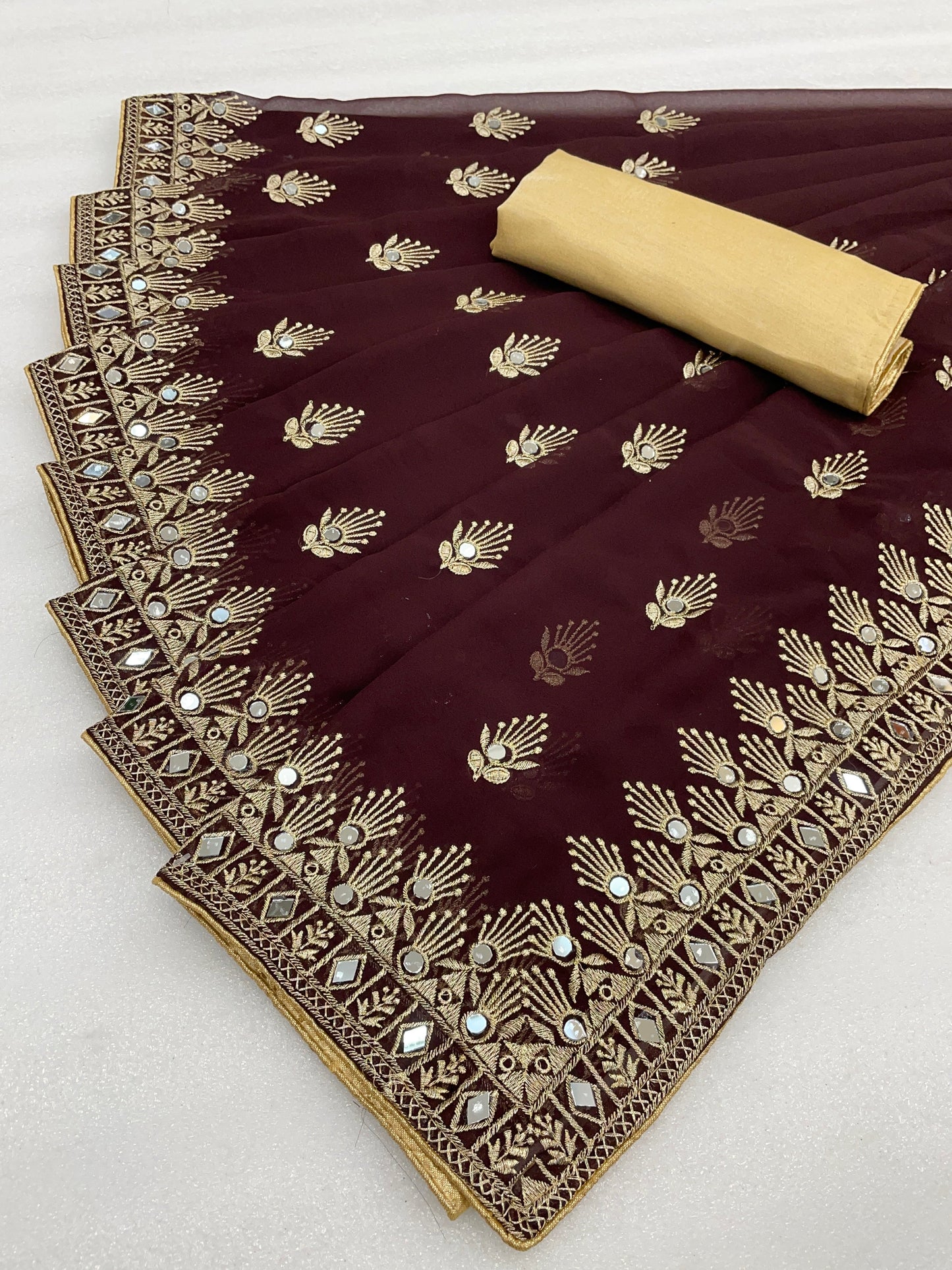 Classic Traditional Georgette Saree with Satin Silk Blouse Piece