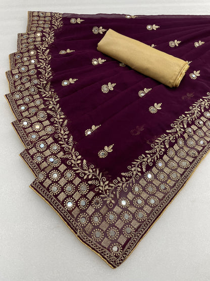 Classic Traditional Georgette Saree with Satin Silk Blouse Piece