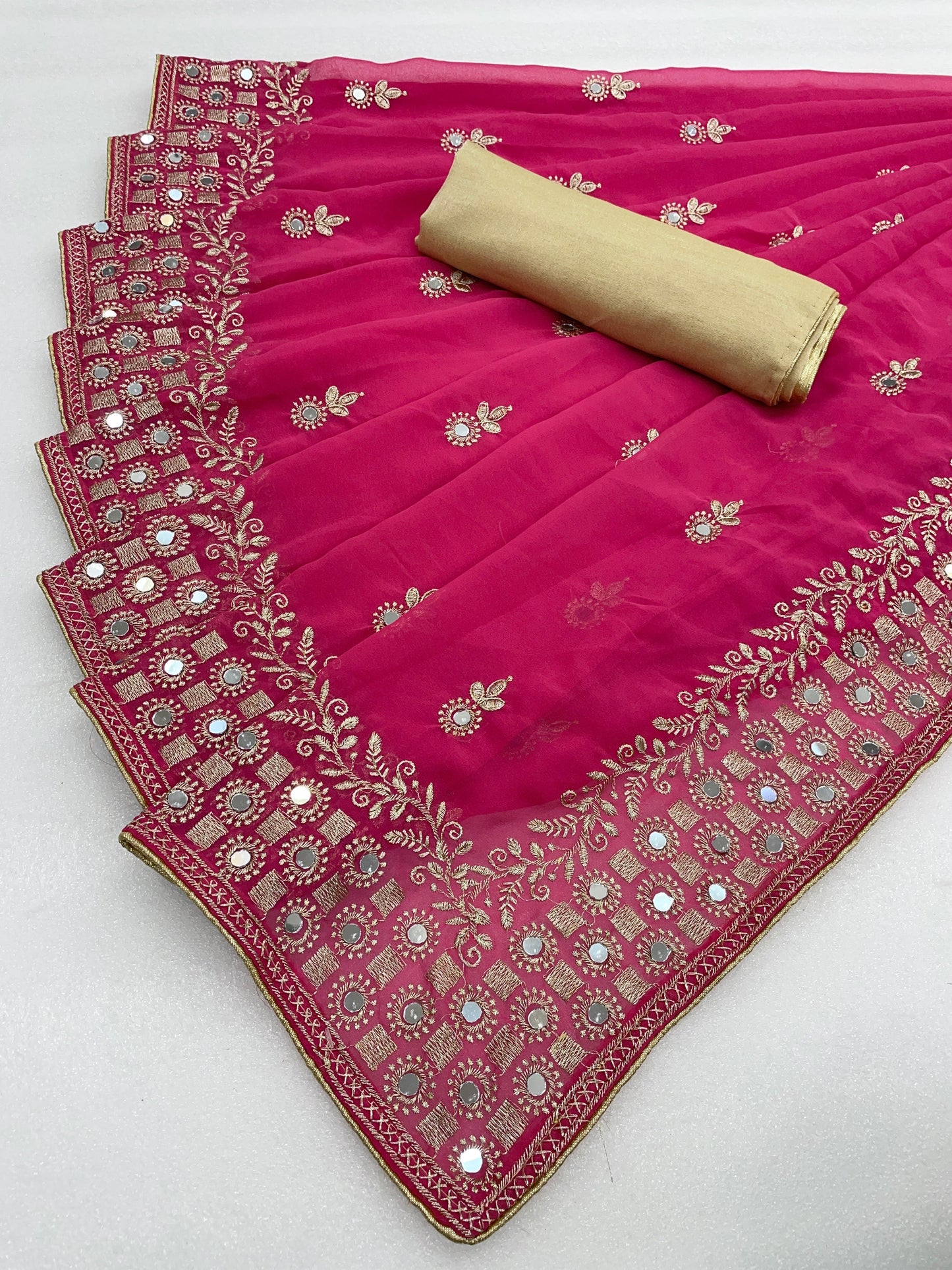 Classic Traditional Georgette Saree with Satin Silk Blouse Piece