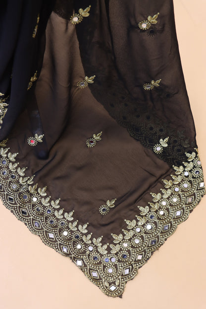 Georgette fabric Saree with Satin Silk fabric Blouse Piece