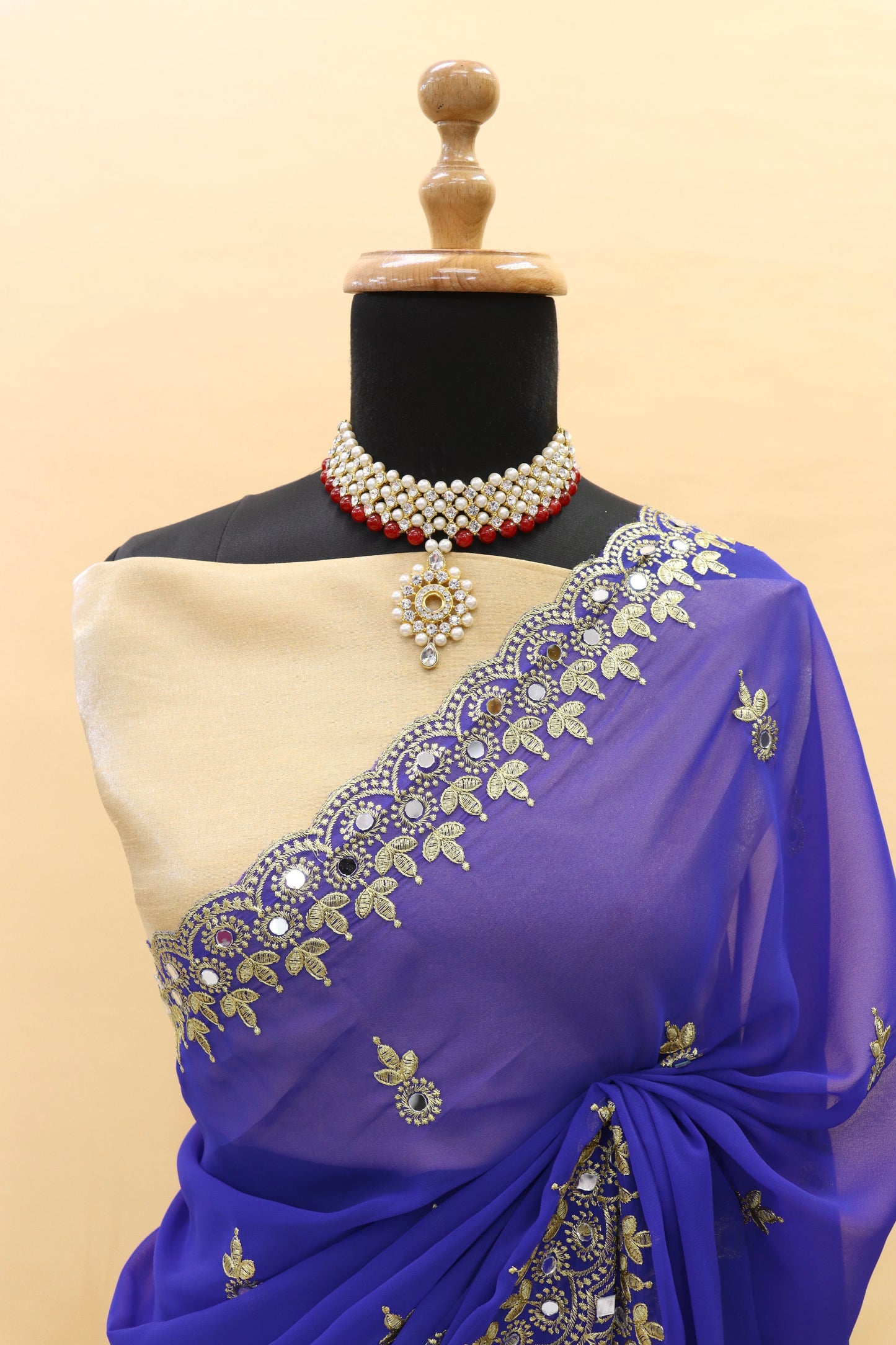 Georgette fabric Saree with Satin Silk fabric Blouse Piece