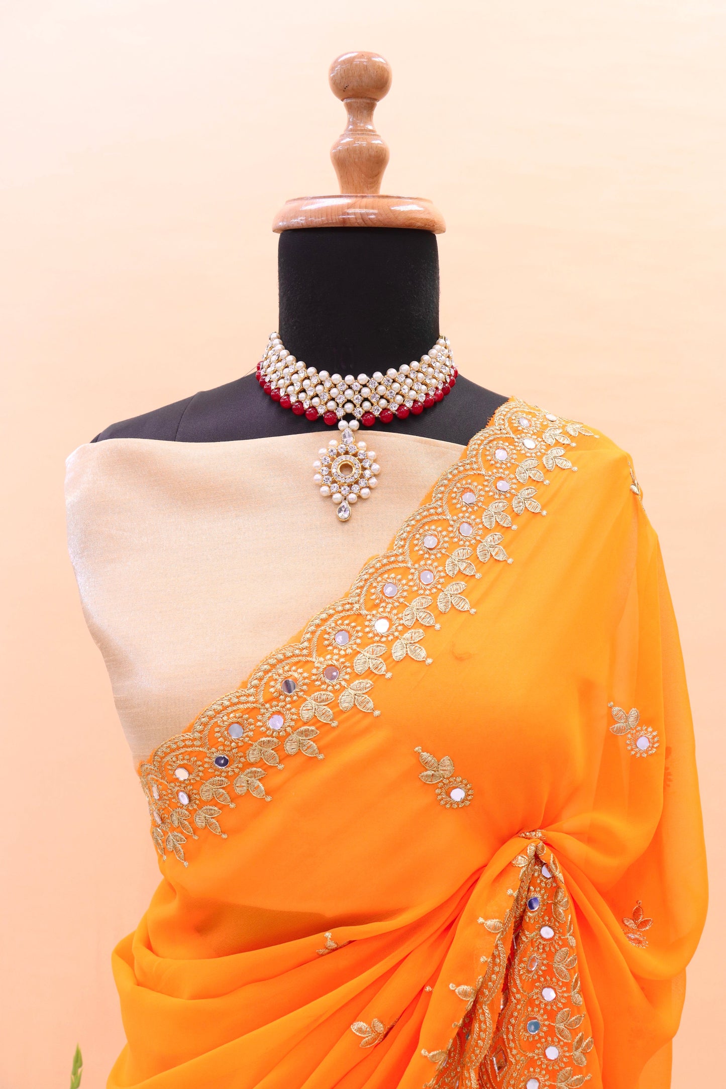 Georgette fabric Saree with Satin Silk fabric Blouse Piece