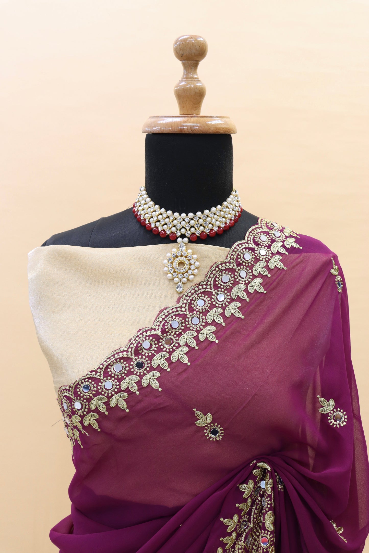 Georgette fabric Saree with Satin Silk fabric Blouse Piece