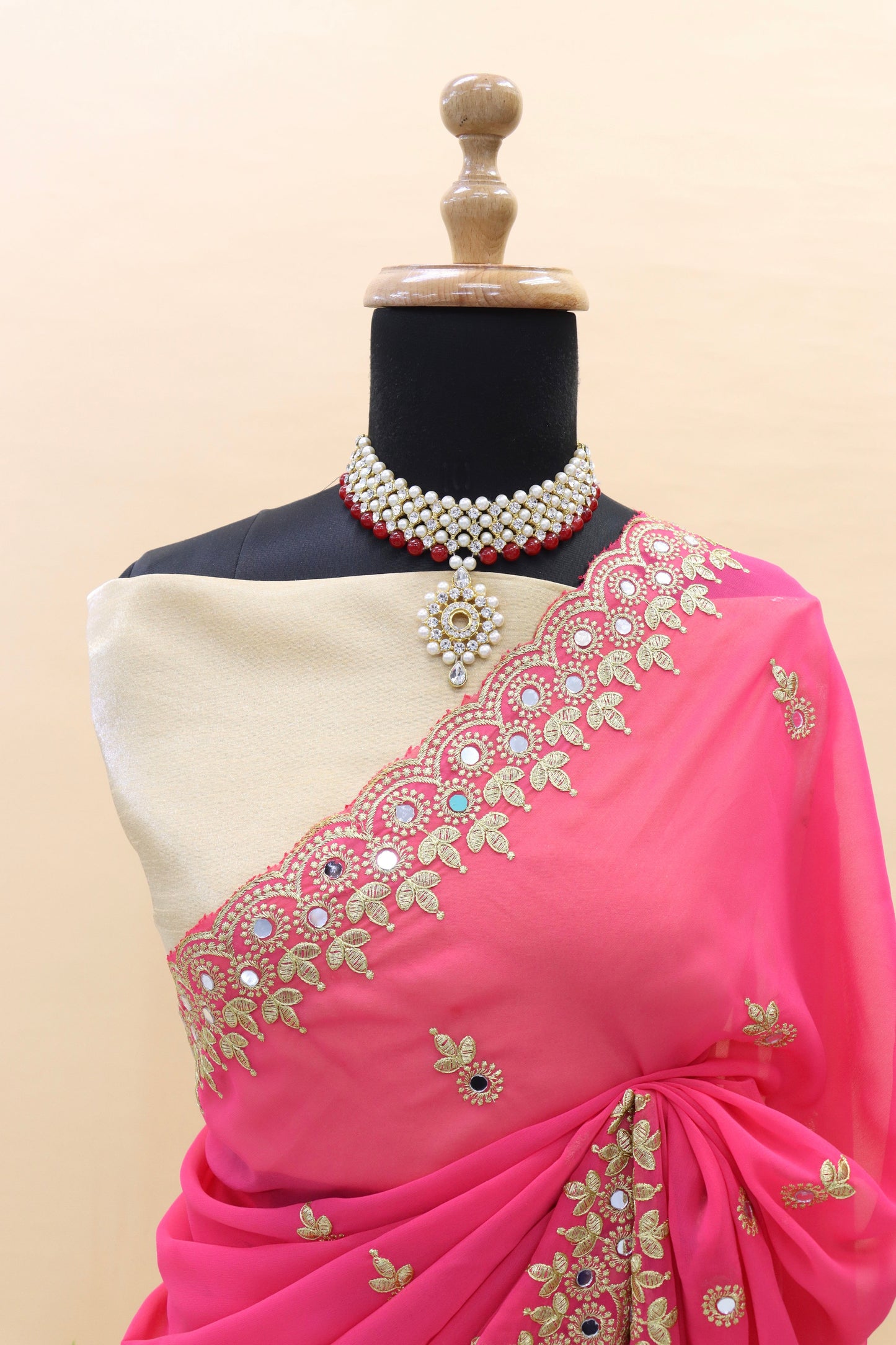 Georgette fabric Saree with Satin Silk fabric Blouse Piece