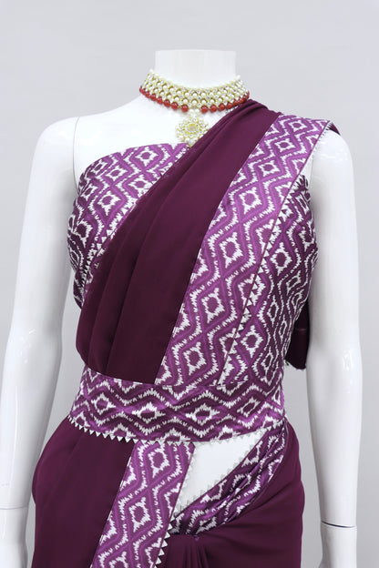 Modern Stylish Digital Printed Lace Border Saree with Printed Blouse piece