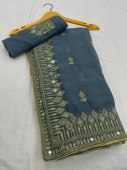 Traditional Trending Georgette Saree with Blouse Piece