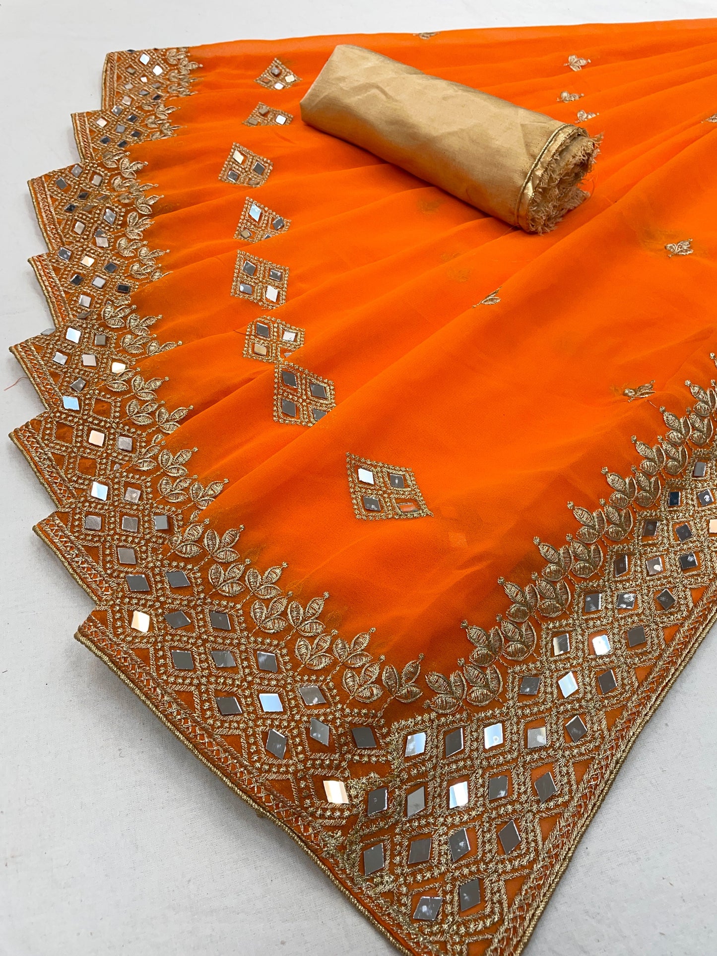 Georgette Fabric Saree with Satin Silk Blouse Piece