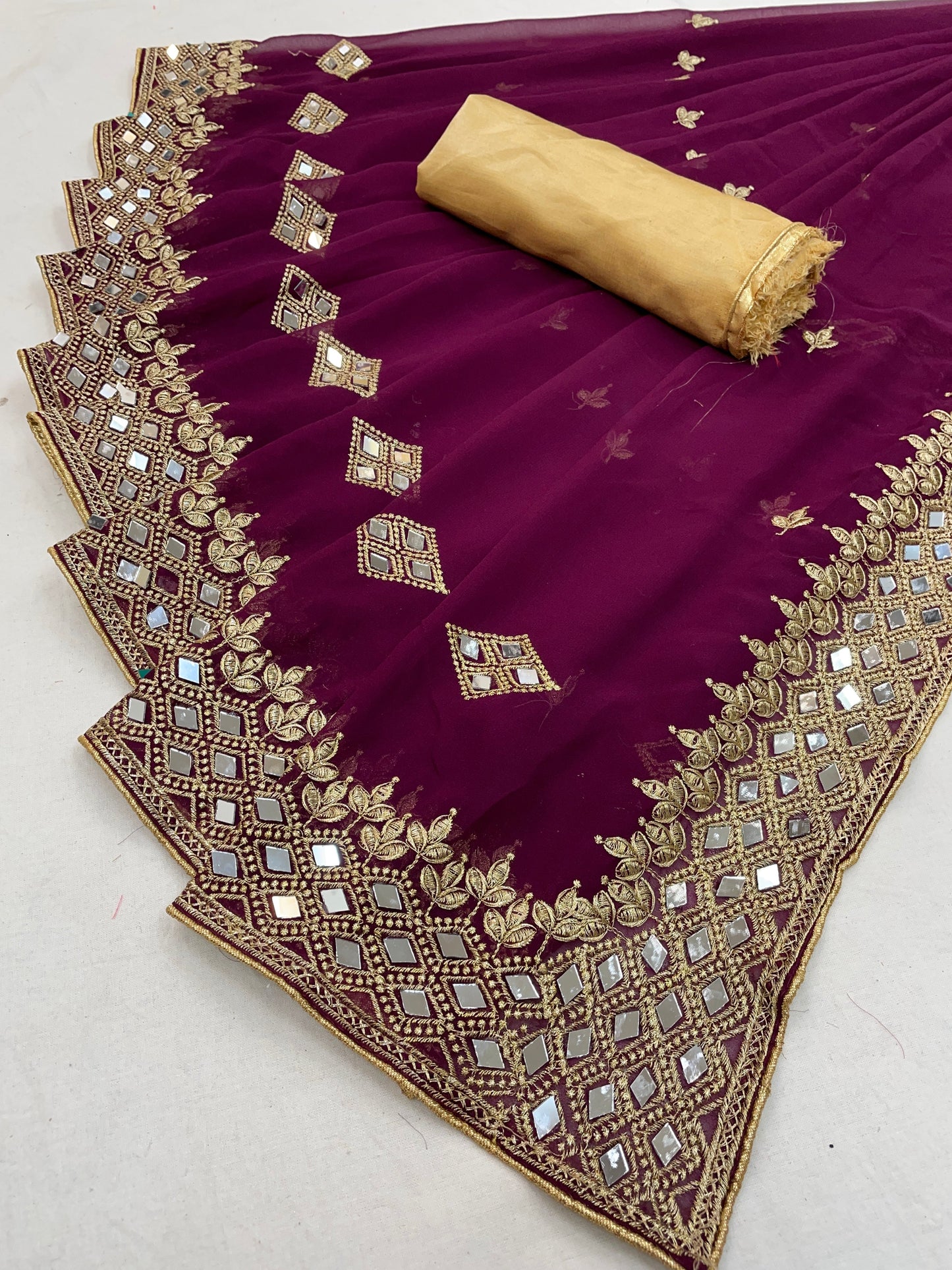 Georgette Fabric Saree with Satin Silk Blouse Piece