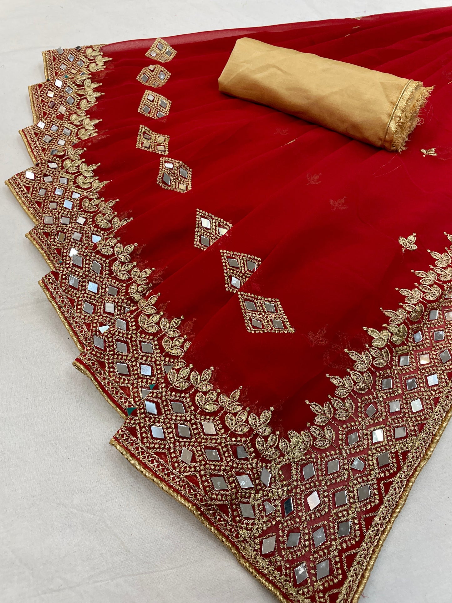 Georgette Fabric Saree with Satin Silk Blouse Piece