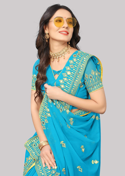 Traditional Trending Georgette Saree with Blouse Piece