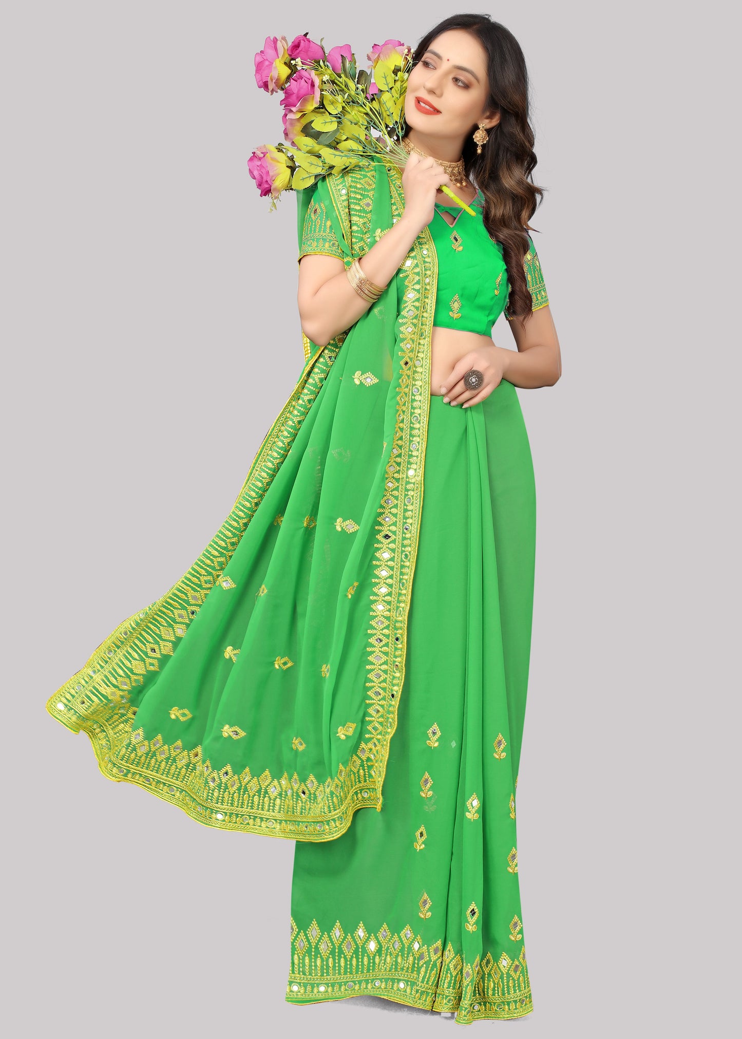 Traditional Trending Georgette Saree with Blouse Piece