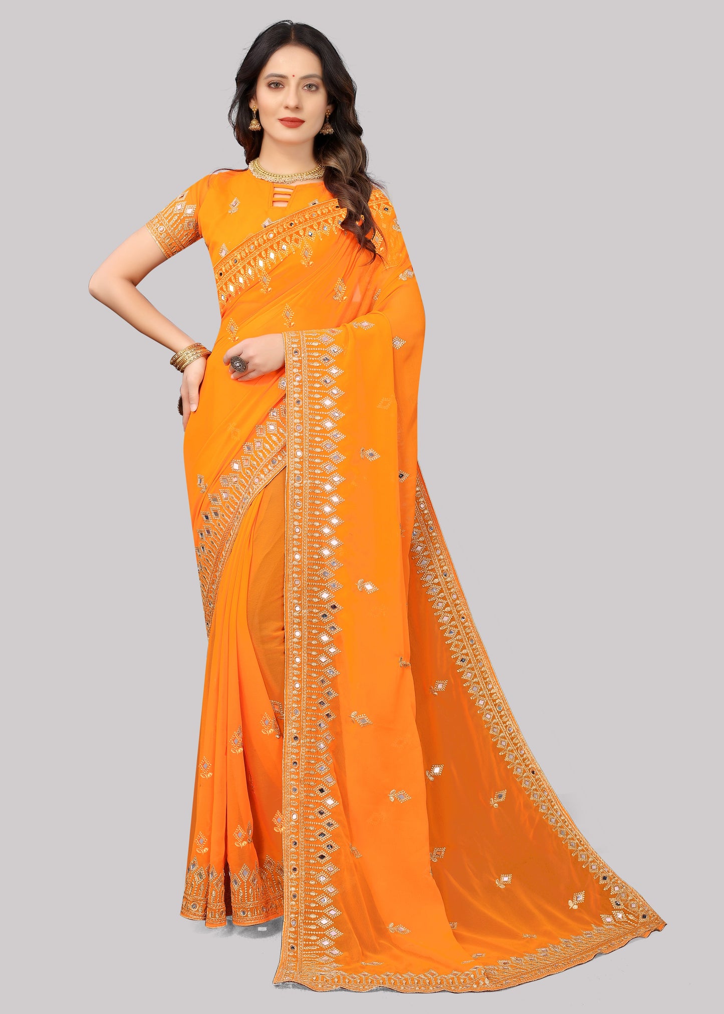 Traditional Trending Georgette Saree with Blouse Piece