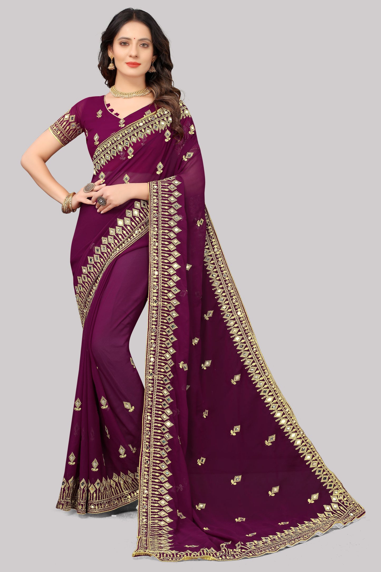 Traditional Trending Georgette Saree with Blouse Piece