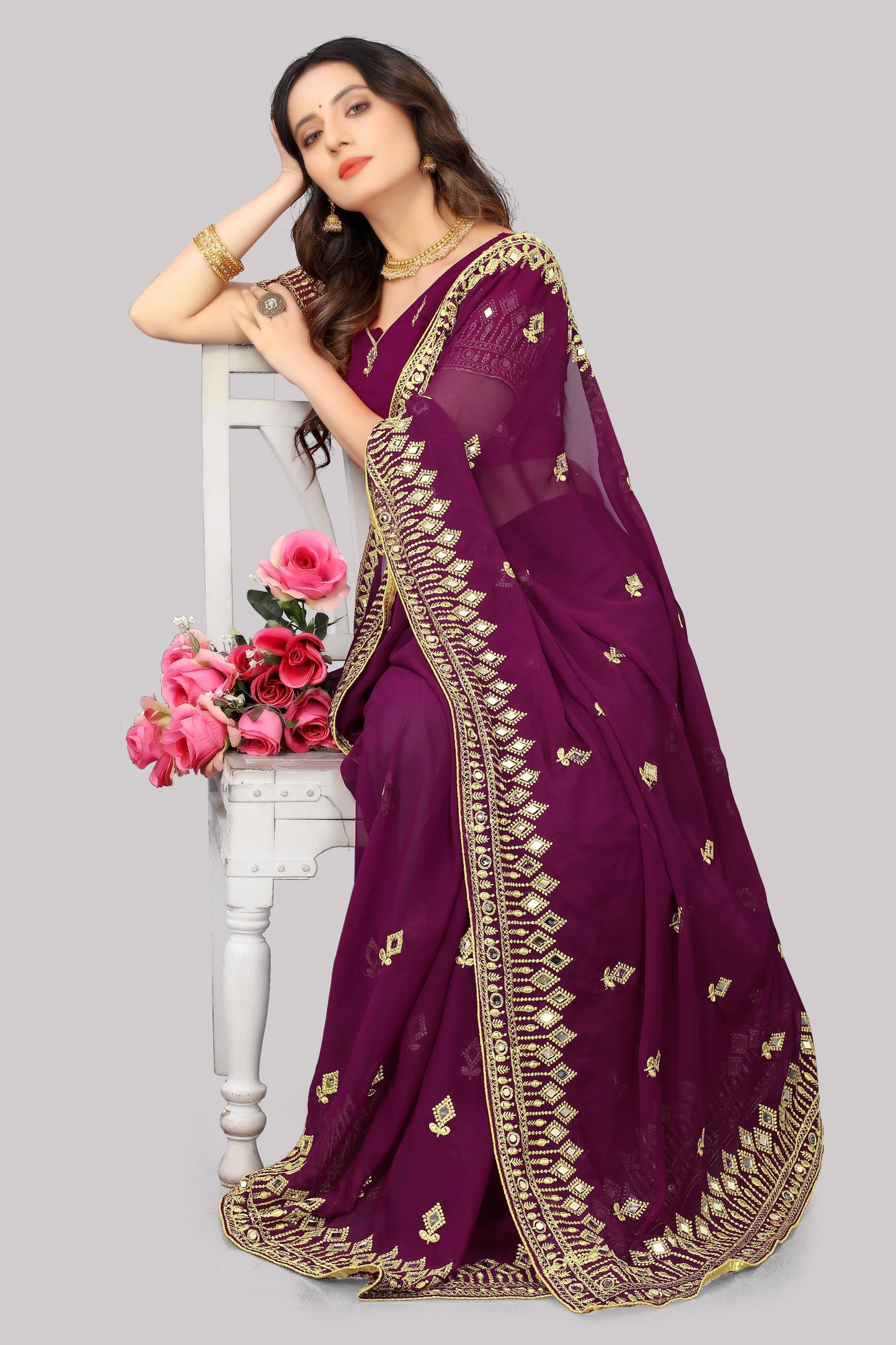 Traditional Trending Georgette Saree with Blouse Piece