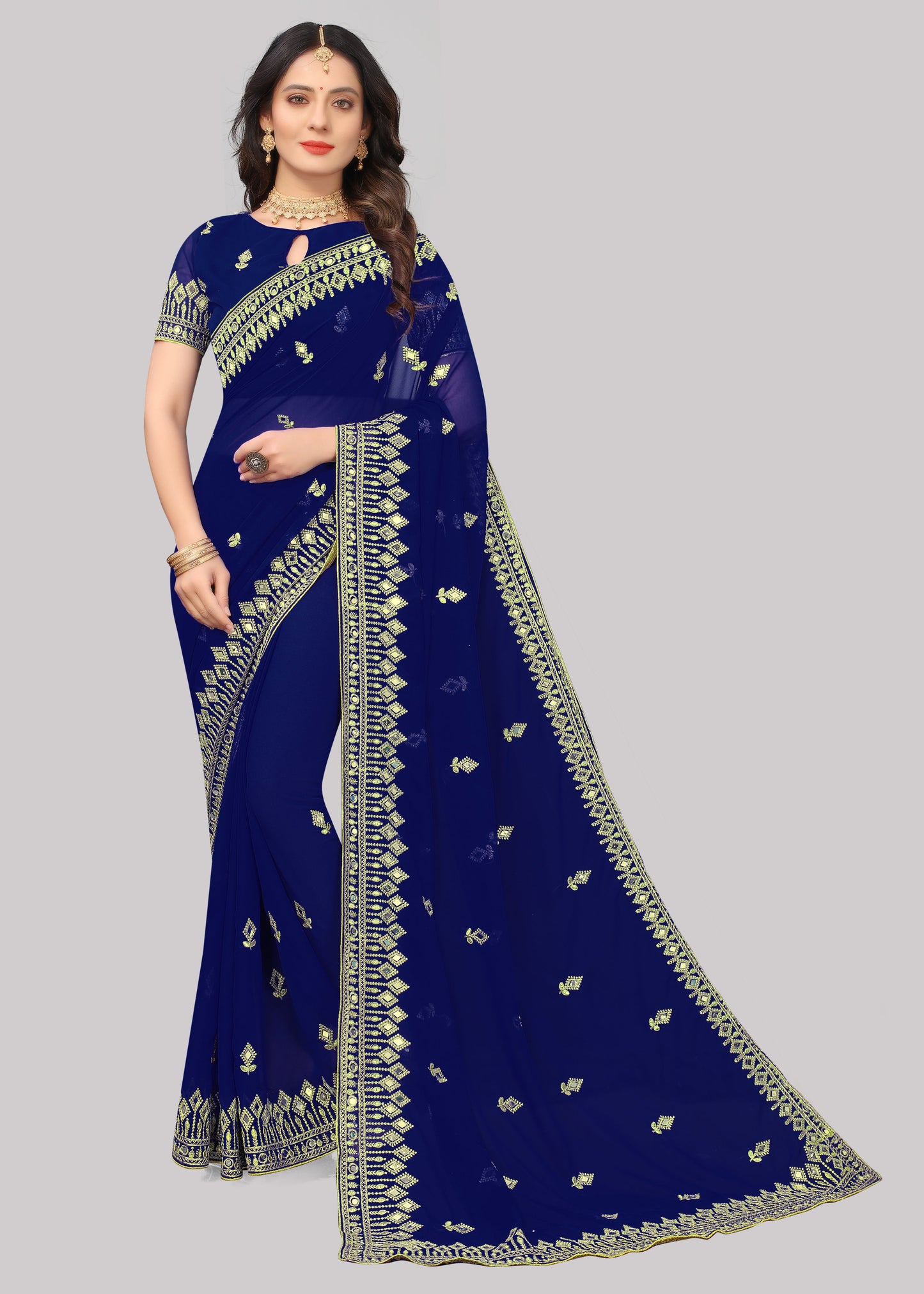 Traditional Trending Georgette Saree with Blouse Piece